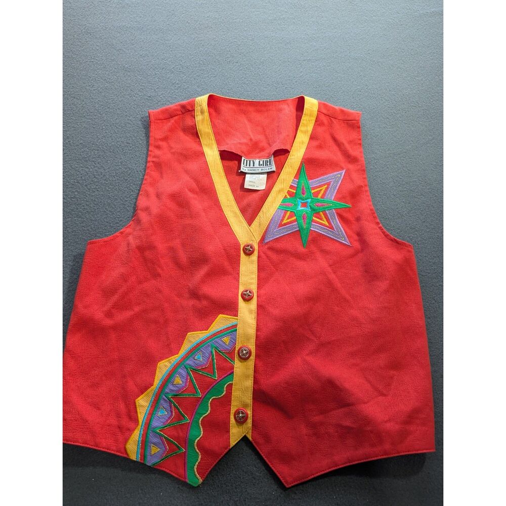 Vintage 90s City Girl by Nancy Bolen Women’s Small Embroidered Southwestern Vest